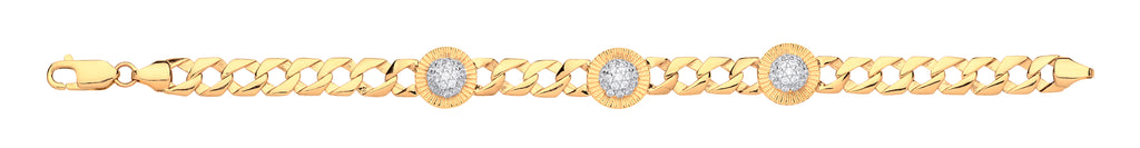 Y/G Cz Round Charm Baby/Ladies Curb Bracelet - view 2