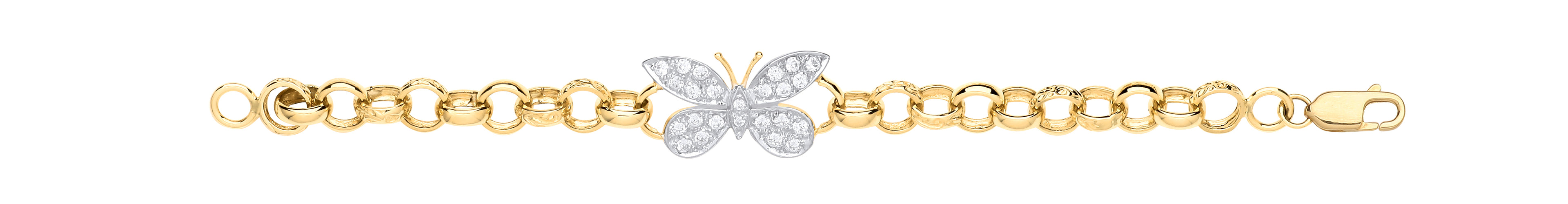 Y/G Cz Butterfly Charm Baby Belcher Bracelet