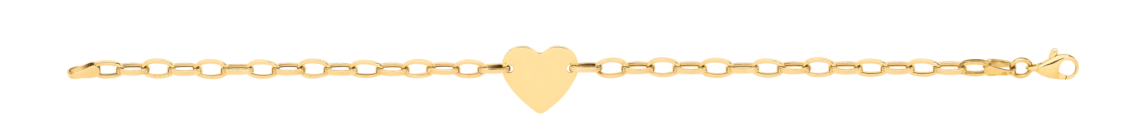 Y/G Heart Plate Belcher Link Ladies Bracelet