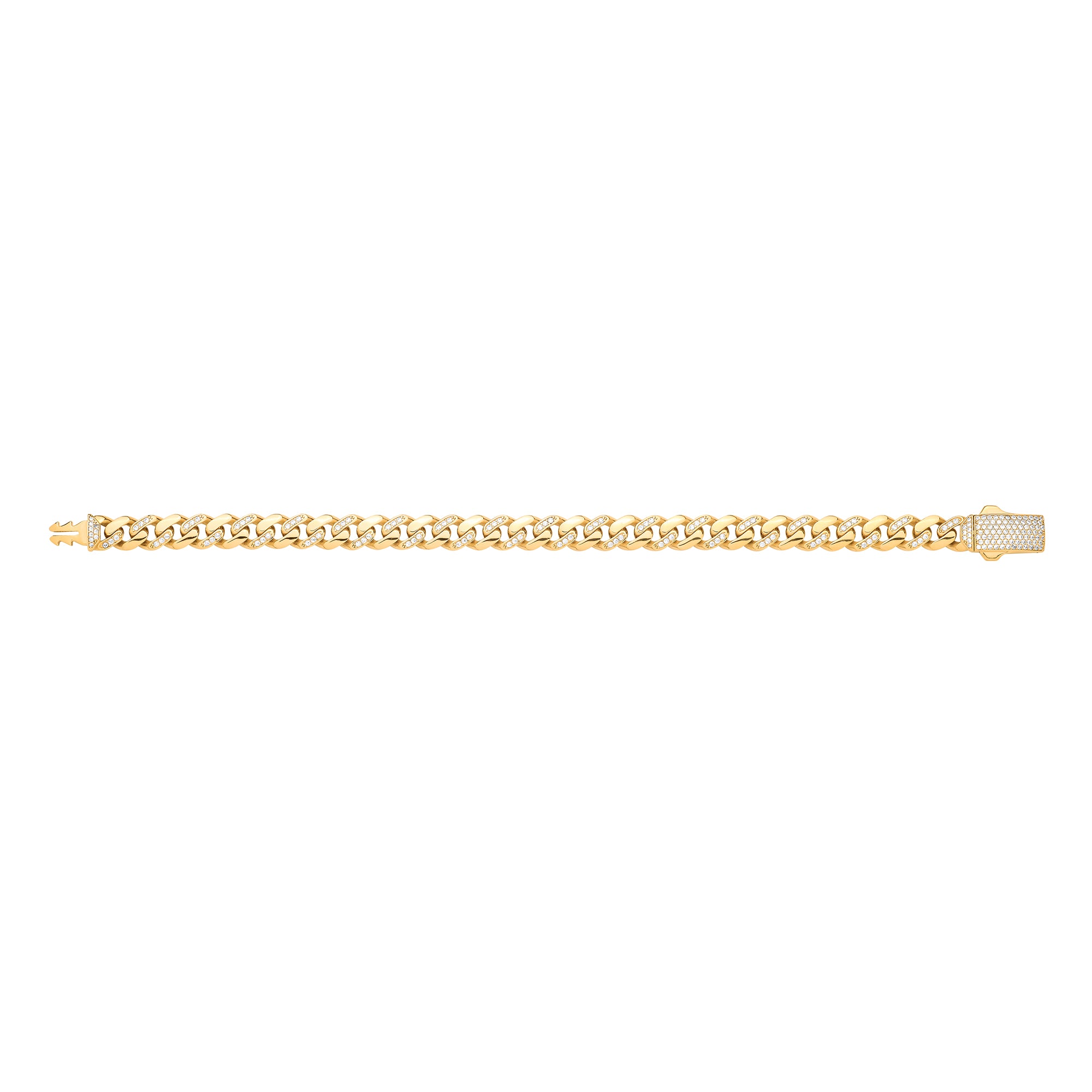 Y/G Cz Curb 8mm Gents Bracelet