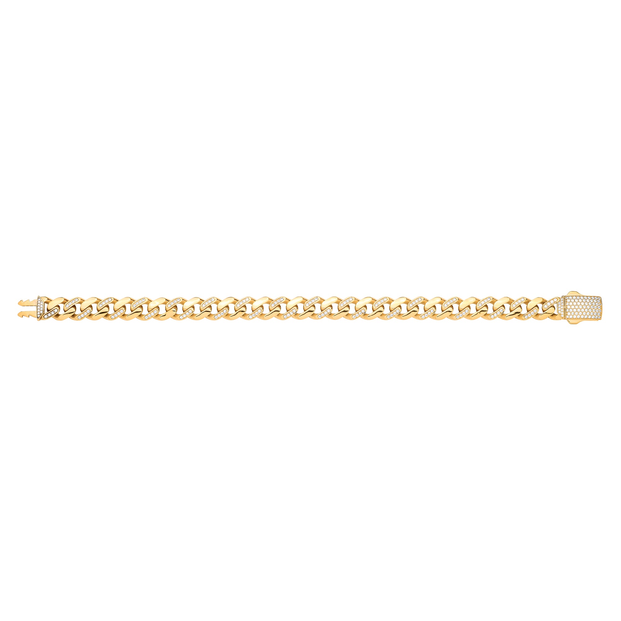Y/G Cz Curb 9mm Gents Bracelet
