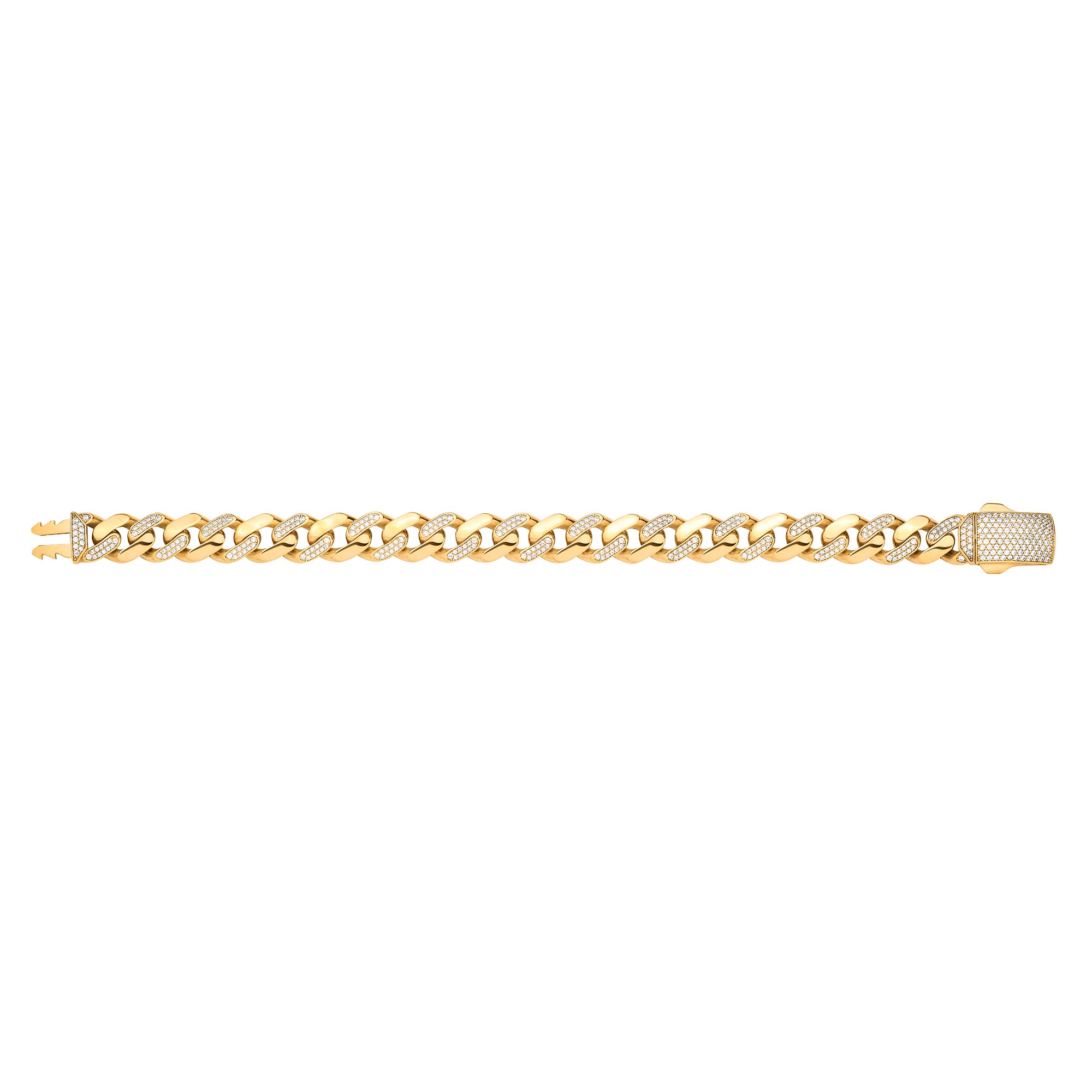 Y/G Cz Curb 11mm Gents Bracelet