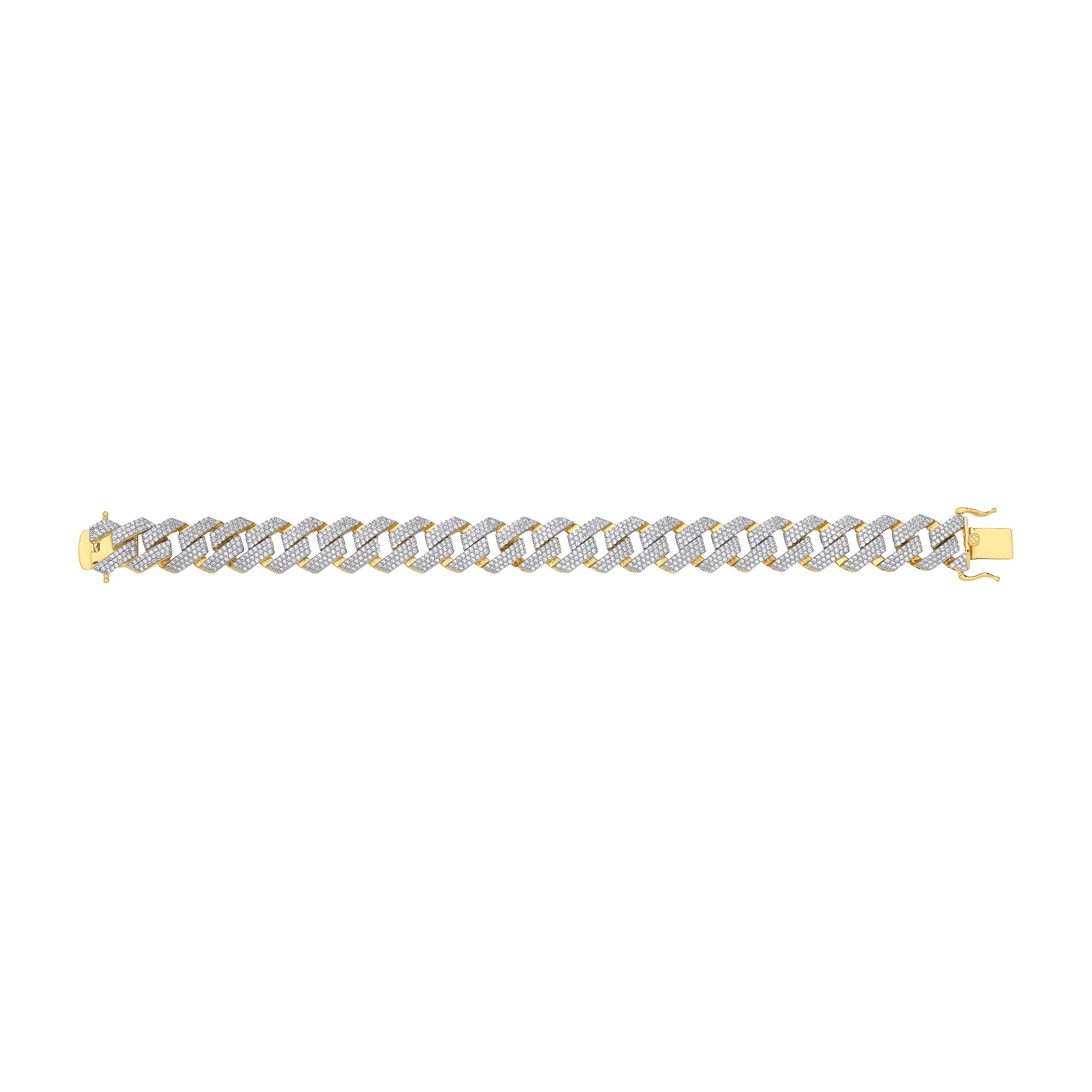 Y/G CZ Prong Cuban Gents 14.5mm Bracelet