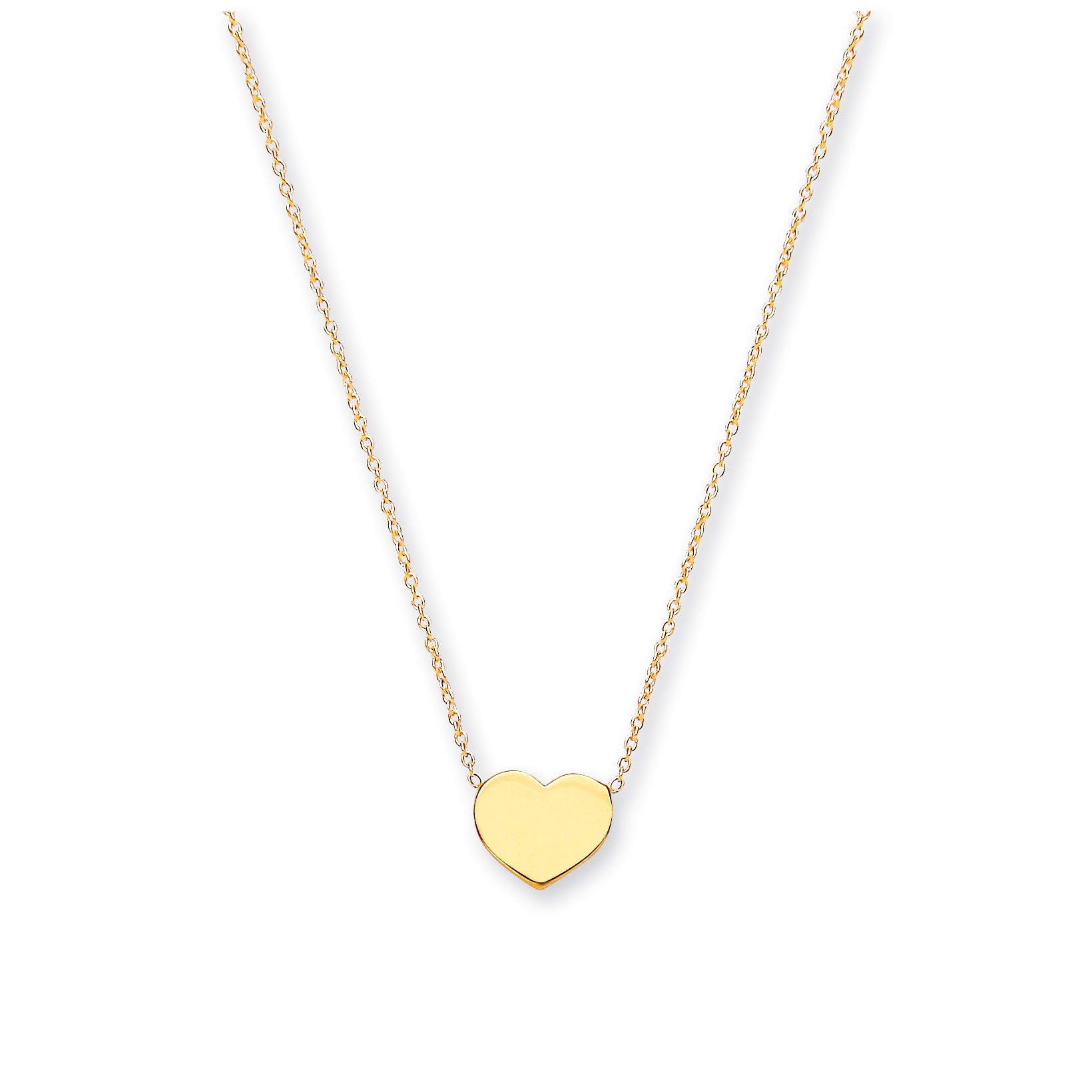Y/G Rolo Chain with Heart, 18" Necklace
