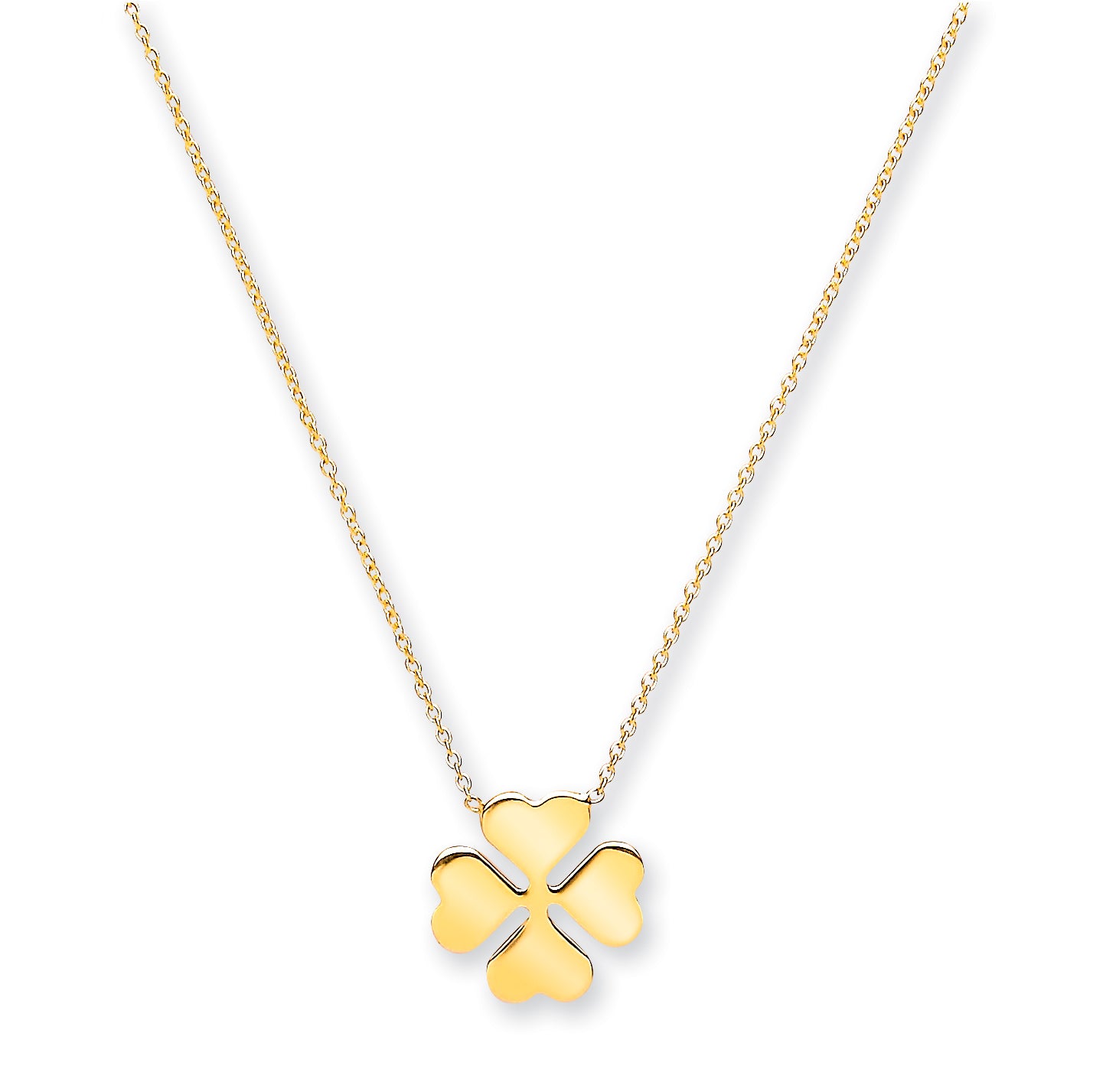 Y/G Rolo Chain, 4 Leaf Clover, 18" Necklace