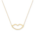 Y/G Rolo Chain Lips Pendant, 16" Necklace