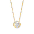 Y/G Round Cz Halo Pendant on 18" Chain
