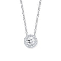 W/G Round Cz Pendant on 18" Chain
