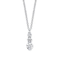 W/G Graduated CZs Drop Pendant on 18" Chain