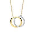 Y & W/G Plain & CZs Circles Pendant on 18" Chain
