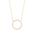 9ct YG Circle of Life Cz Pendant 17" + 2" Chain