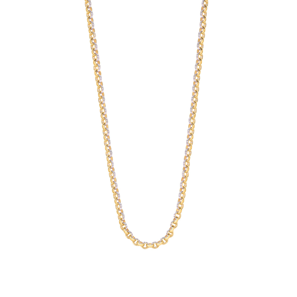 Y/G 7.3mm Plain & Cz Belcher Chain - view 2