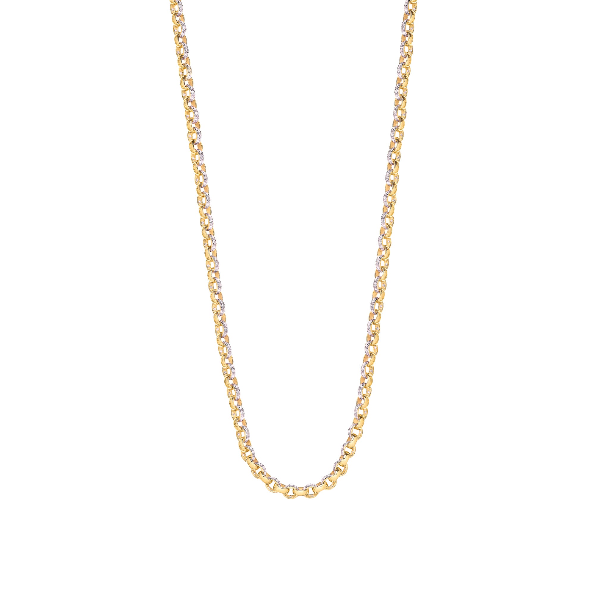 Y/G 7.3mm Plain & Cz Belcher Chain - view 2