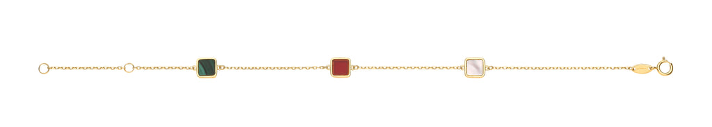 Y/G Rubover Squares, White, Red & Green 18"Necklace/07" Bracelet