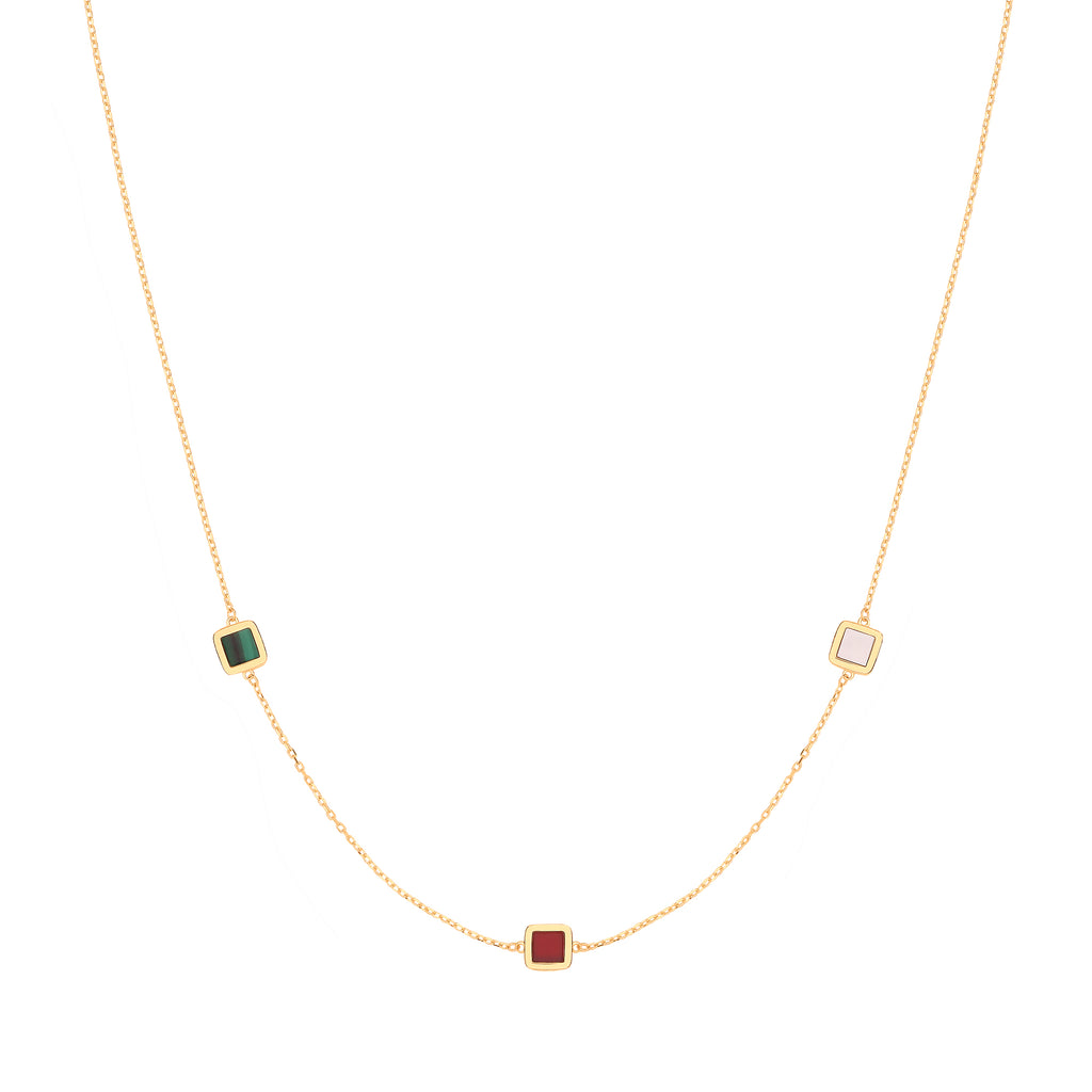 Y/G Rubover Squares, White, Red & Green 18"Necklace/07" Bracelet - view 3