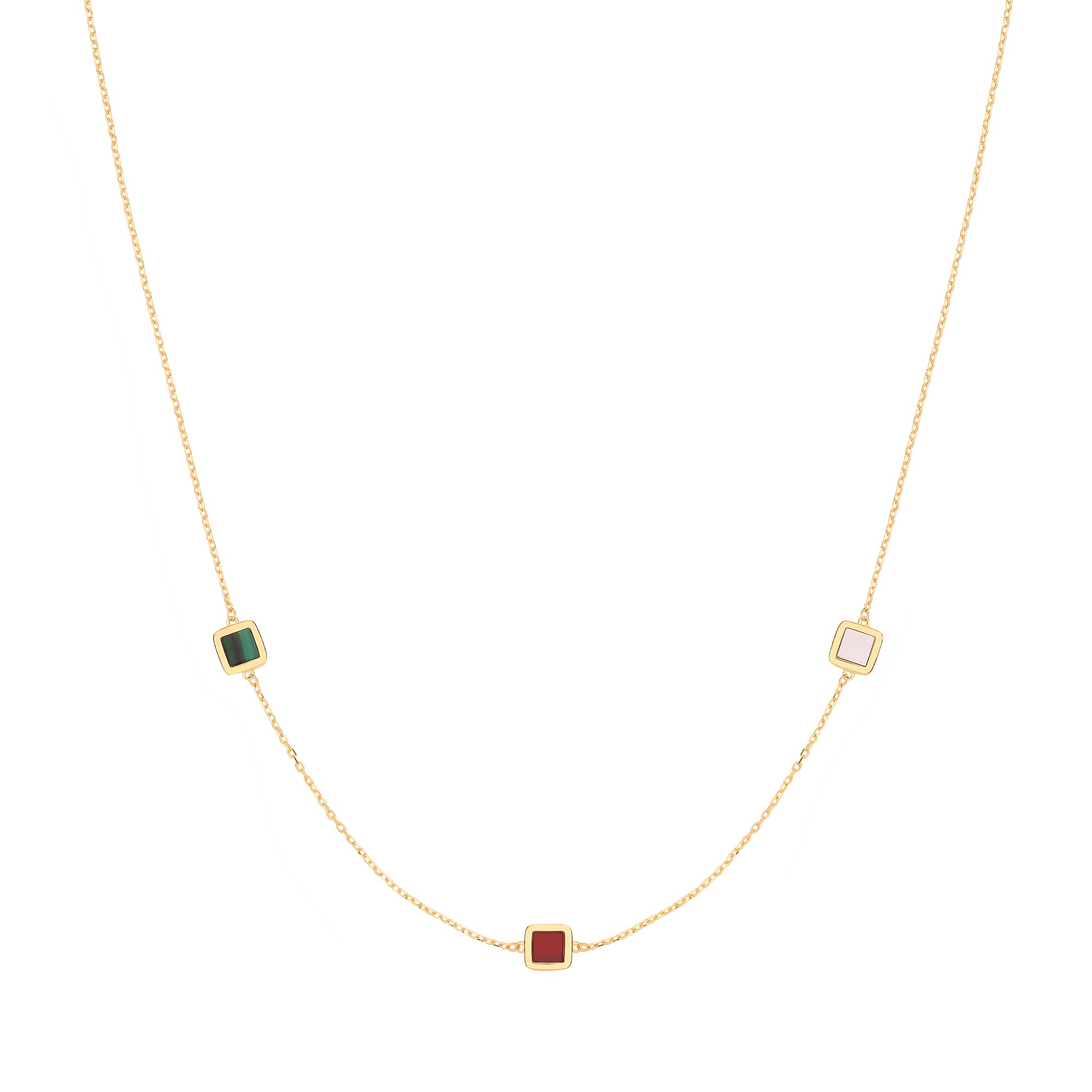 Y/G Rubover Squares, White, Red & Green 18"Necklace/07" Bracelet - view 3