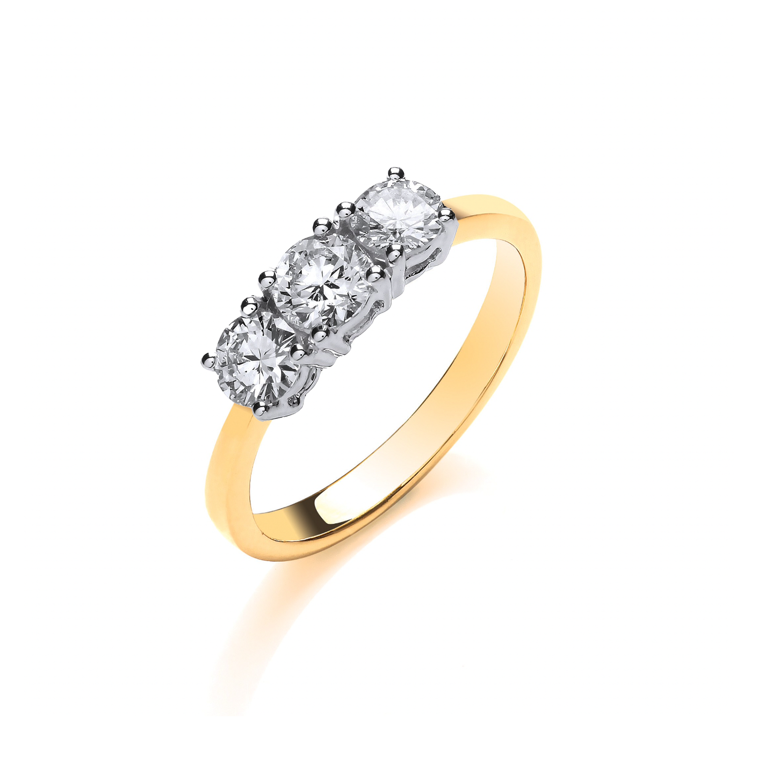 18ct Yellow Gold 1.00ctw Diamond Trilogy Ring - view 2