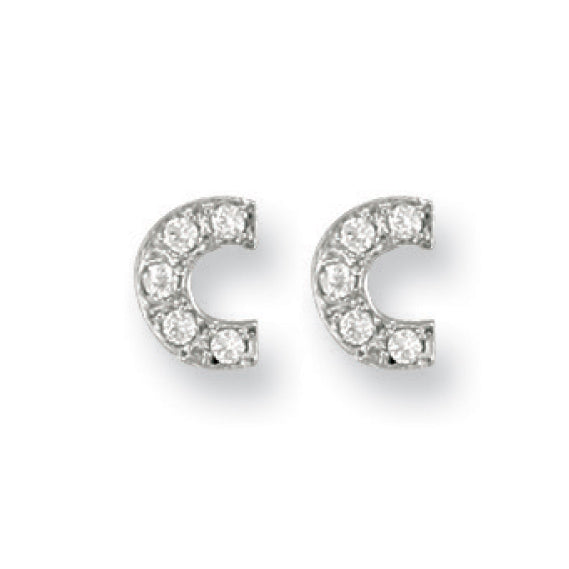 Y/G Cz Initail Stud Earrings - view 2