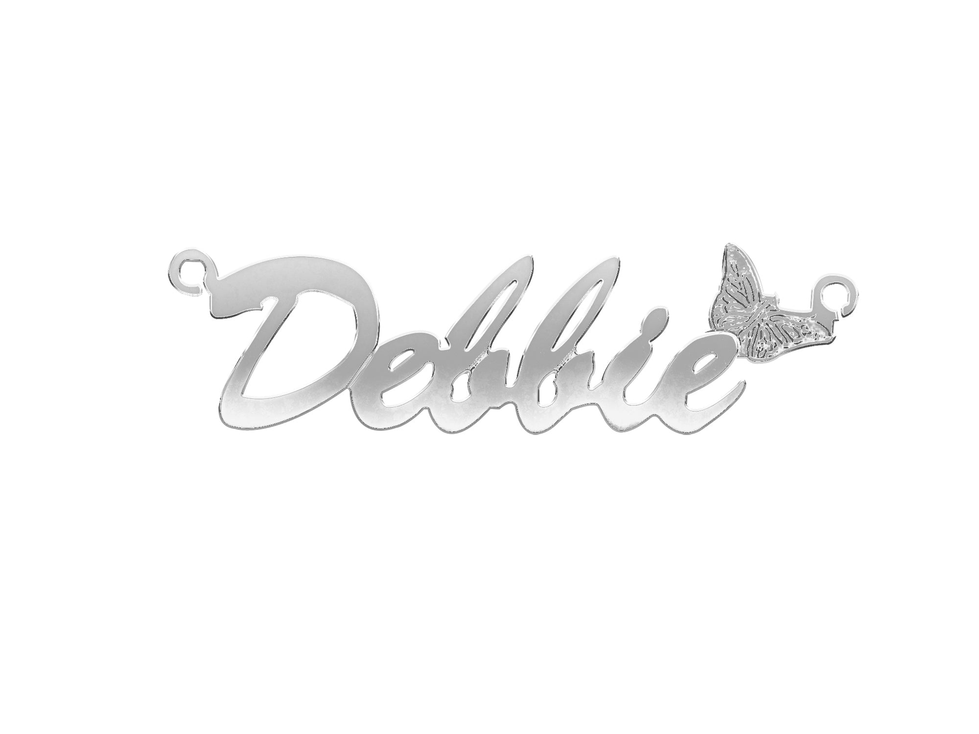 9ct Gold Script Butterfly Nameplate - view 2
