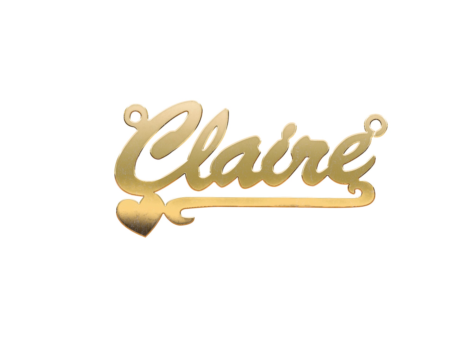 9ct Gold Script Heart Scroll Nameplate - view 3