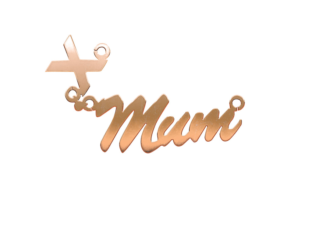 9ct Gold Script Floating Kiss Nameplate