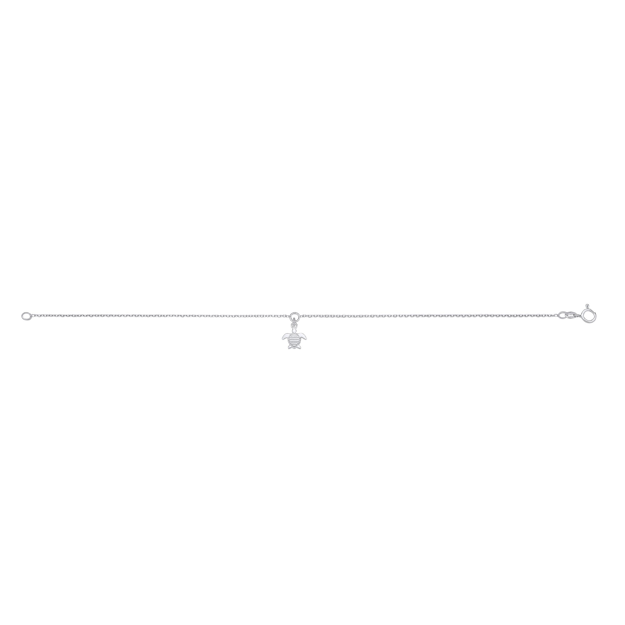 Silver Rhodium Pated Turtle Anklet