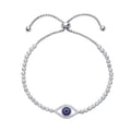 Silver Evil Eye Cz Friendship Bracelet