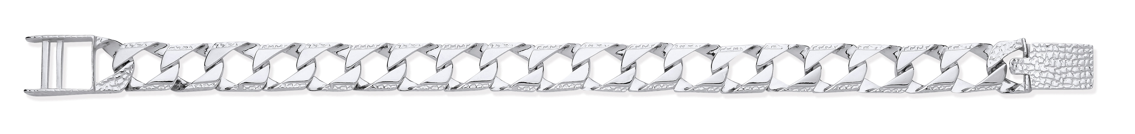 Silver 8mm Square Curb Ribbed Edge Link Gents Bracelet