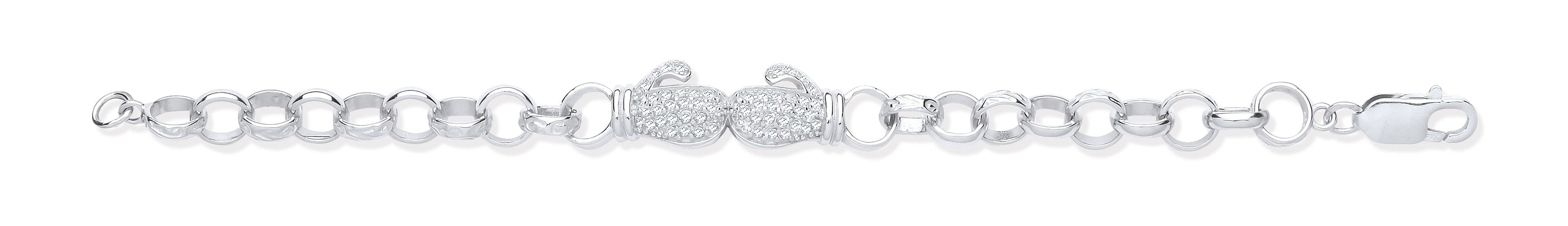 Silver Baby CZs Boxing Gloves Belcher Bracelet