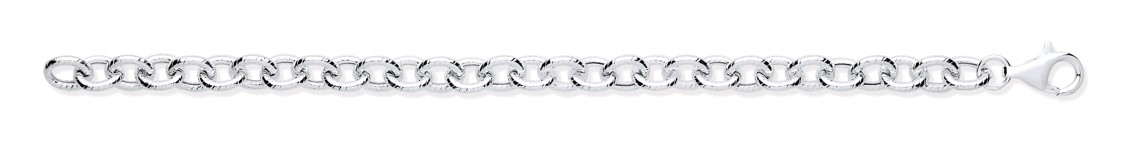 Silver Rolo Ribbed Edge Link Ladies Bracelet