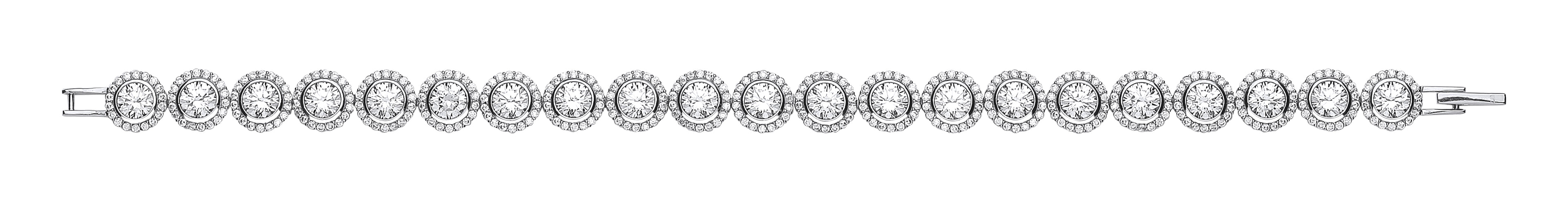 Silver 8mm Rubover Round Cz Halo Style Tennis Bracelet