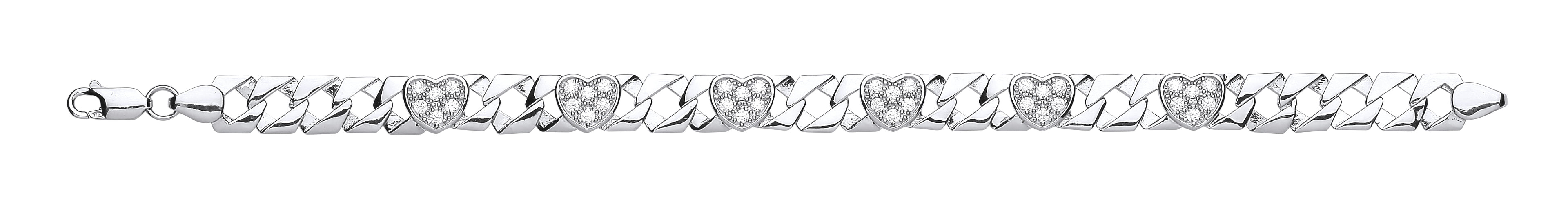 Silver Cz Hearts Baby/Ladies Bracelet