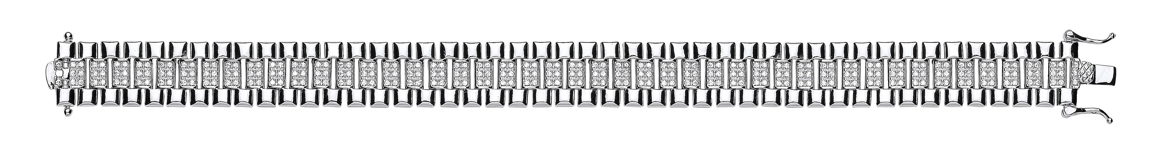 Silver 12mm Fancy Cz Link Baby/Ladies Bracelet