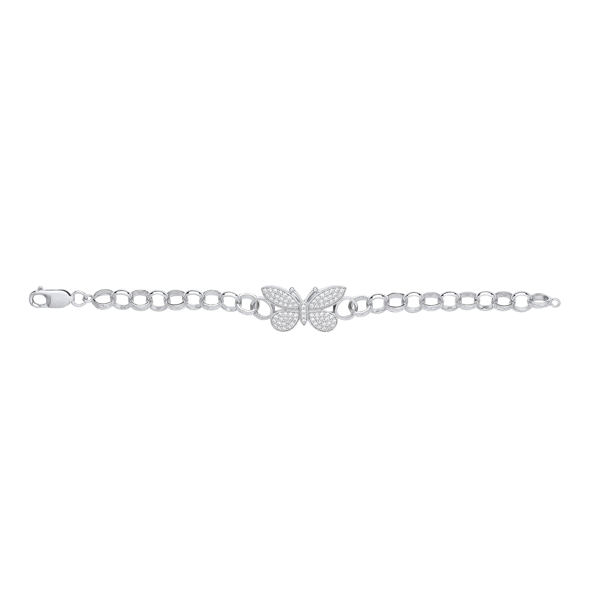 Silver CZ Butterfly Baby Bracelet