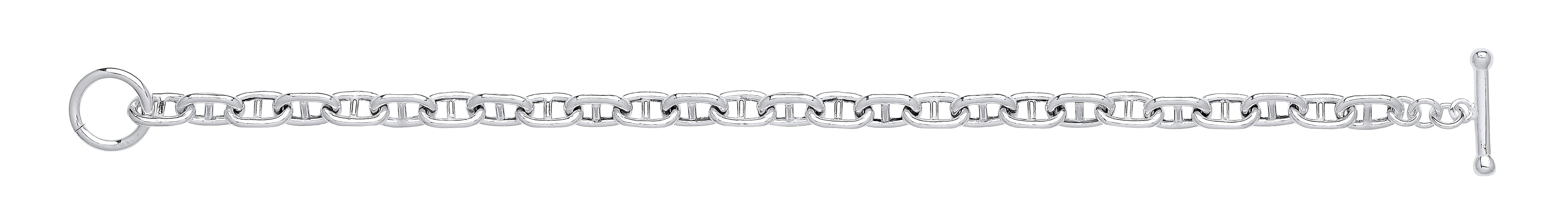 Silver 6mm Anchor chain T-Bar Ladies Bracelet