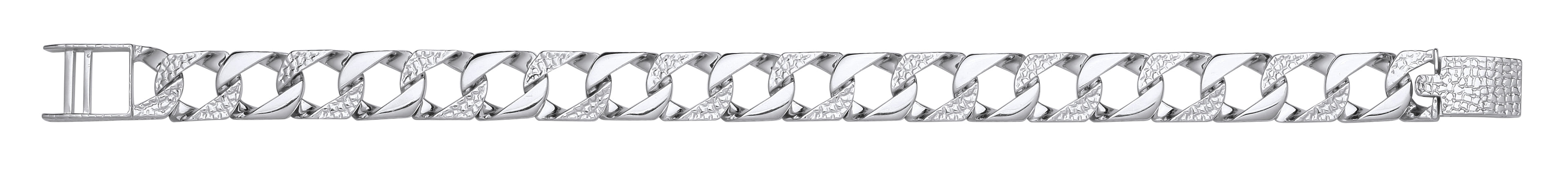 Silver 11mm Plain & Patterned Cast Link Bracelet