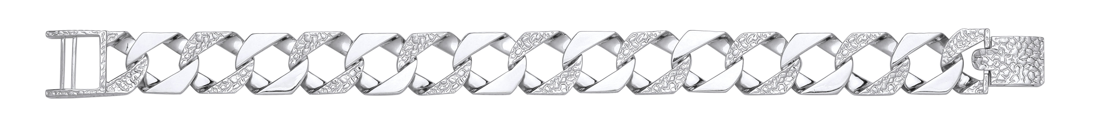Silver 15mm Plain & Patterned Cast Link Bracelet