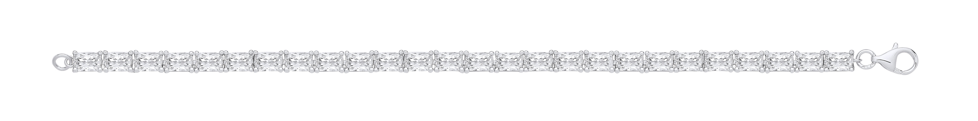 Silver Emerald Cut CZ Tennis Bracelet