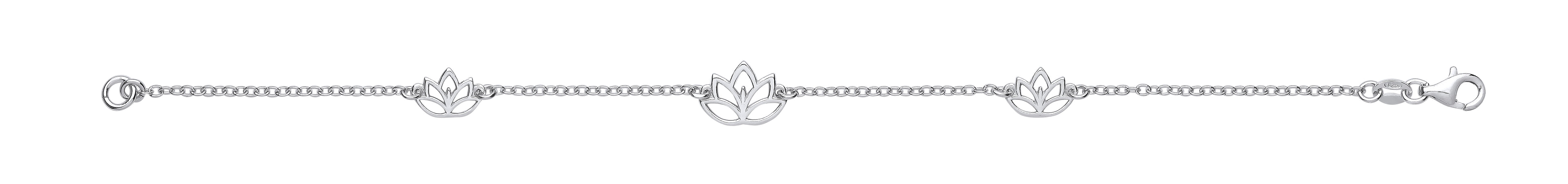 Silver Lotus Flowers Ladies Bracelet
