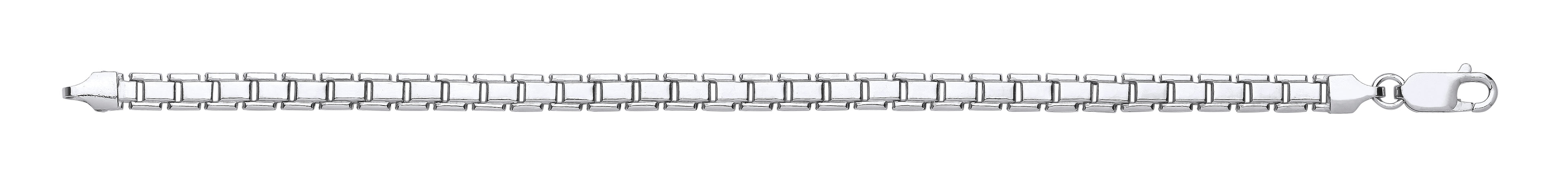 Silver 5.2mm Flat Box Link Chain Bracelet