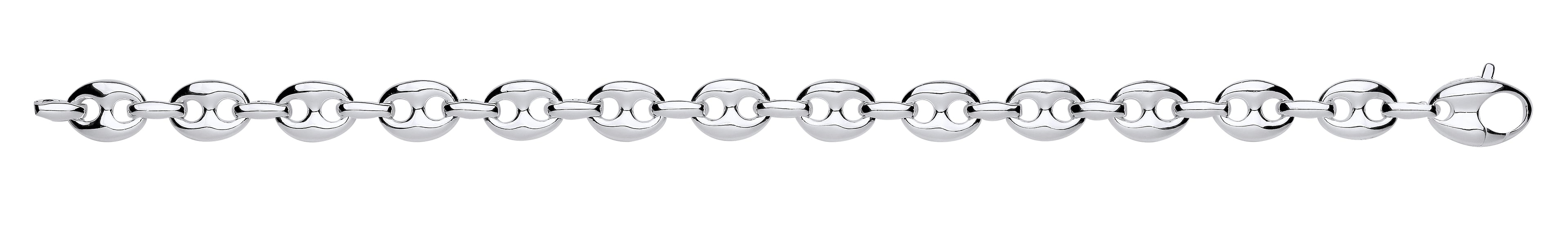 Silver Coffee Bean Link Gents Bracelet