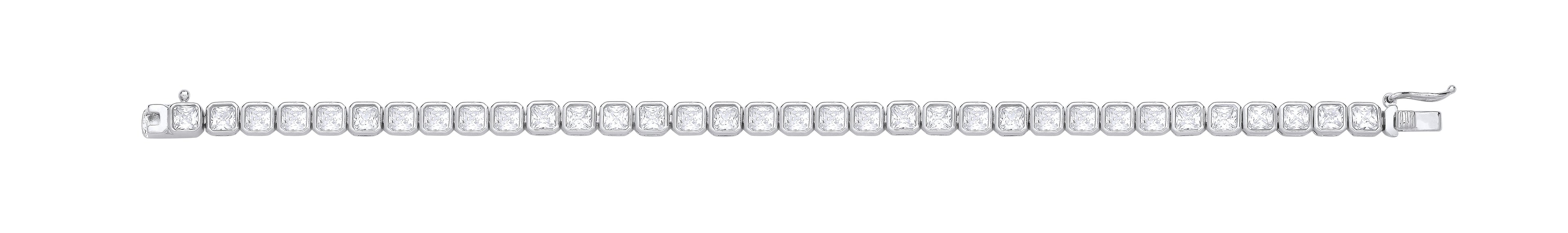Silver Princess Cut Rubover Tennis Bracelet