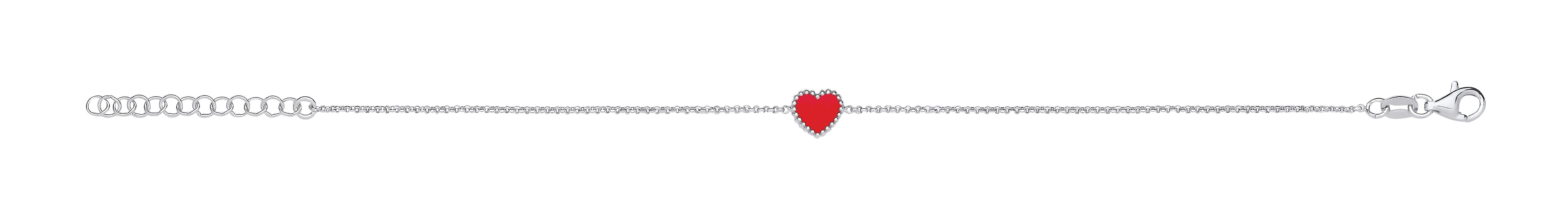 Silver RED Enamel Heart Ladies Bracelet