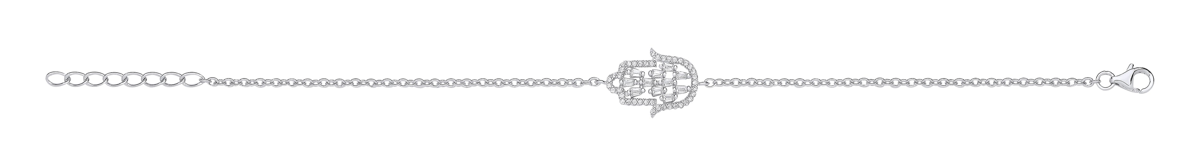 Silver CZ Hamsa Bracelet