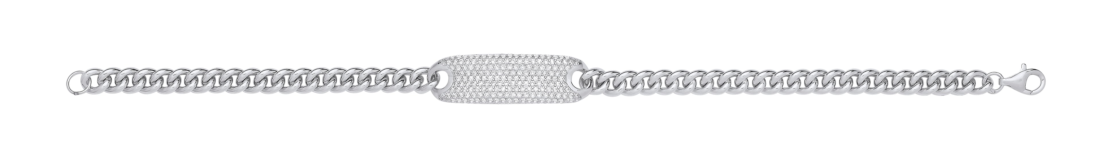 Silver 5.0mm Curb ID Ladies Bracelet