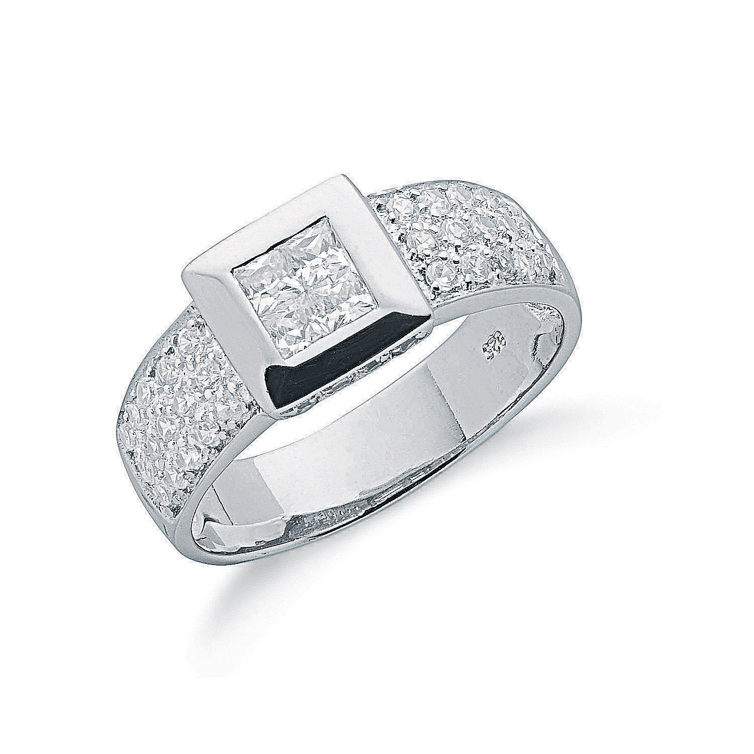 Silver Pave Set Cz Ring - view 2