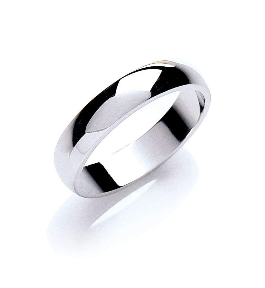 4mm Plain D-Shape Wedding Band