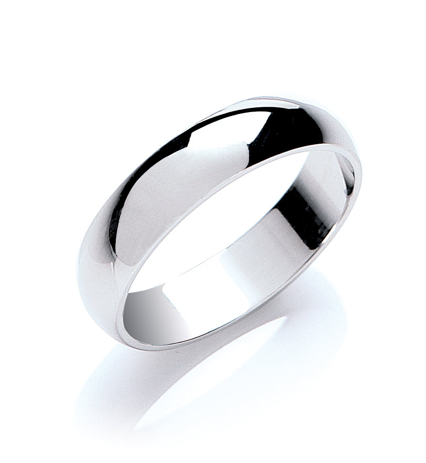 5mm Plain D-Shape Wedding Band