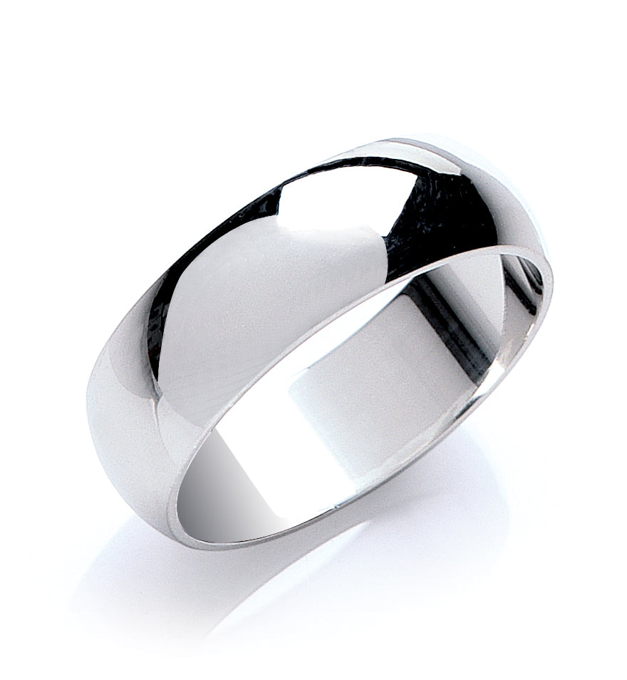 7mm Plain D-Shape Wedding Band
