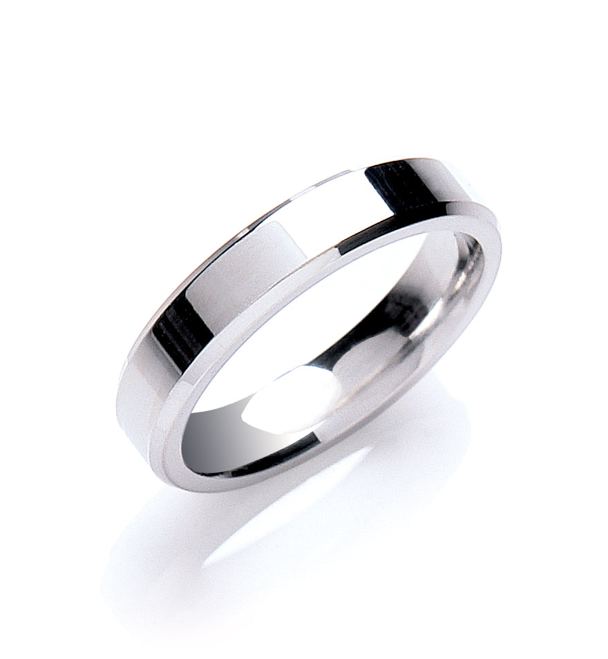 4mm Flat Court Bevelled Edge Wedding Band